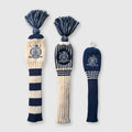 Wool Knit Golf Covers Set - Cream / Navy